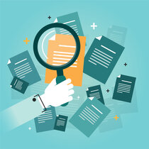 Zeichnung Hand hält Lupe